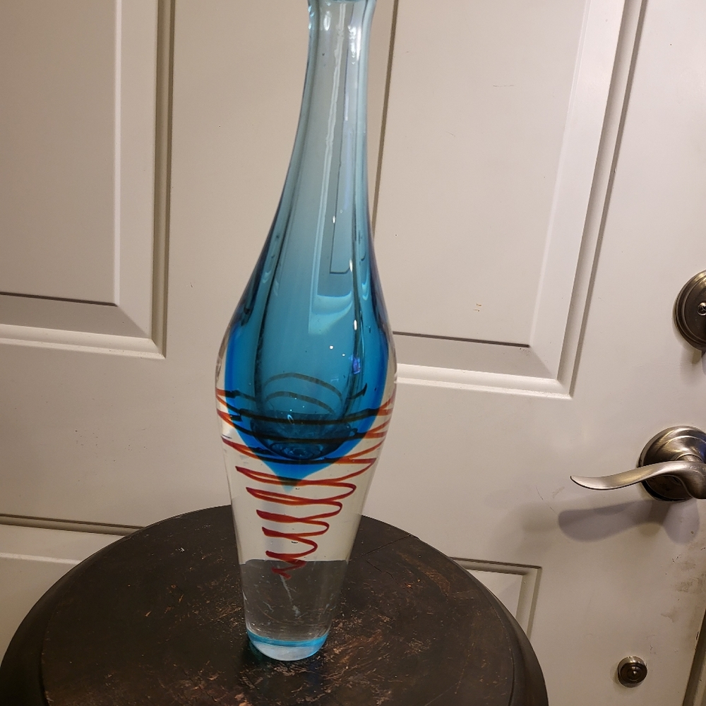 Vintage Hand  Blown Heavy Murano Style Glass Vase - Picture 5 of 11